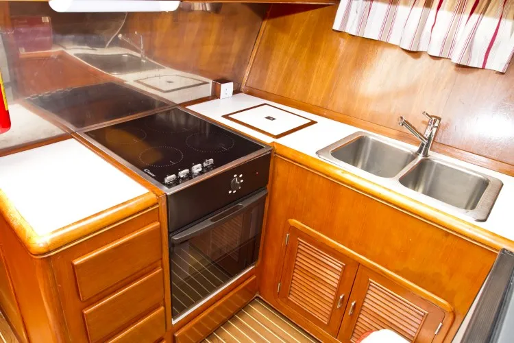 Galley of Viva La Libertad , a Staryacht 1940 motorboat at Primošten, Croatia