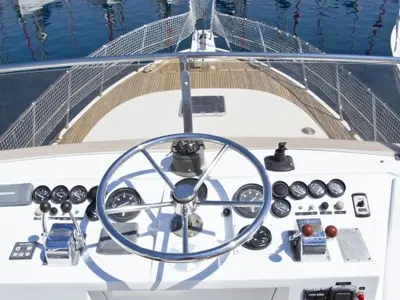 Cockpit of Viva La Libertad , a Staryacht 1940 motorboat at Primošten, Croatia