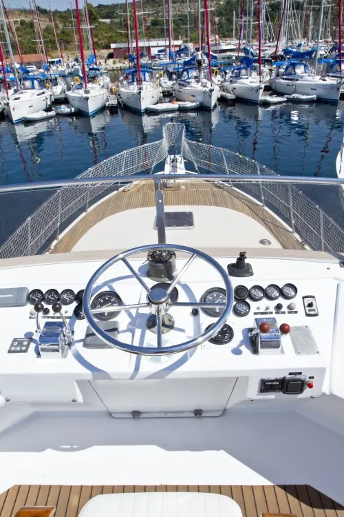 Cockpit of Viva La Libertad , a Staryacht 1940 motorboat at Primošten, Croatia