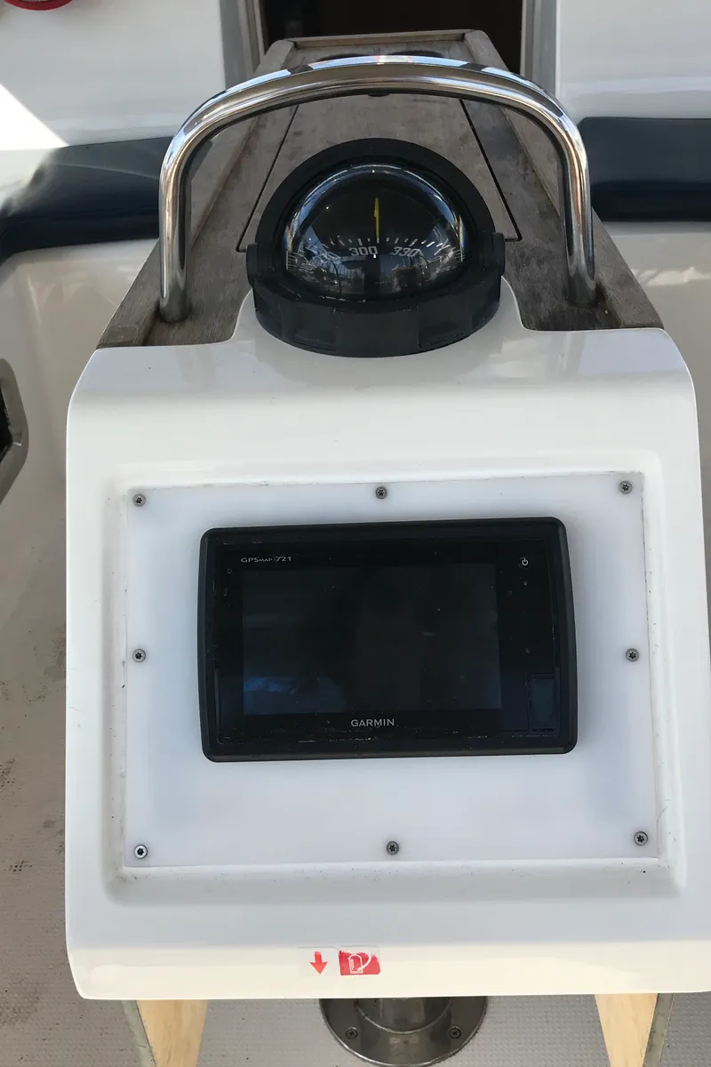 Cockpit of Olivia, a Bavaria Cruiser 46 sailboat at Athens, Greece