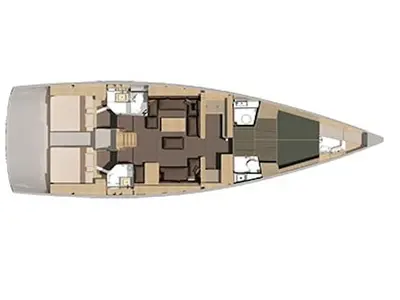 Floor plan of Magic Planet, a Dufour 56 Exclusive sailboat at Marsala, Italy