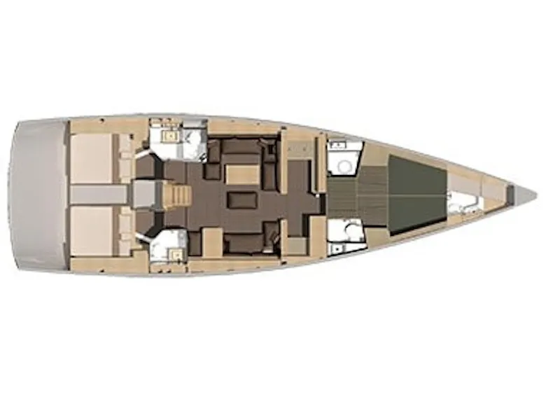 Floor plan of Magic Planet, a Dufour 56 Exclusive sailboat at Marsala, Italy
