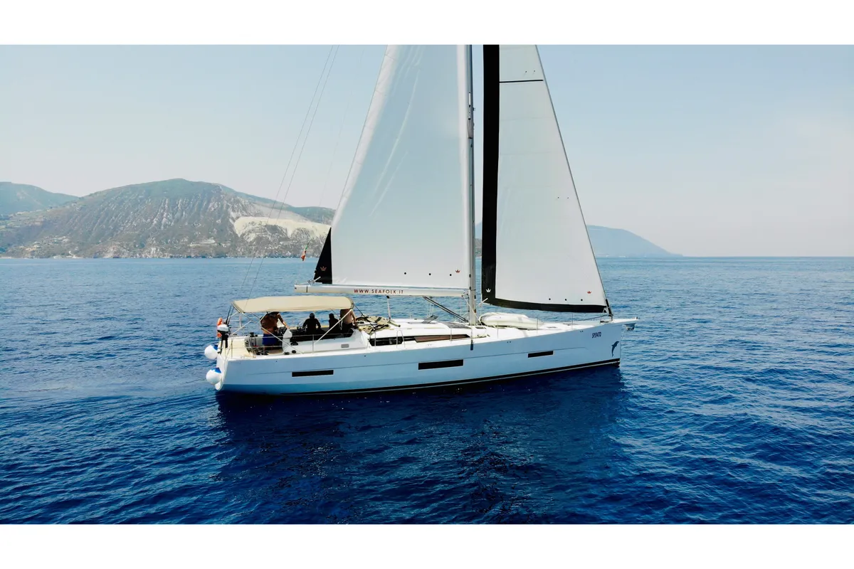 Exterior view of Magic Planet, a Dufour 56 Exclusive sailboat at Marsala, Italy