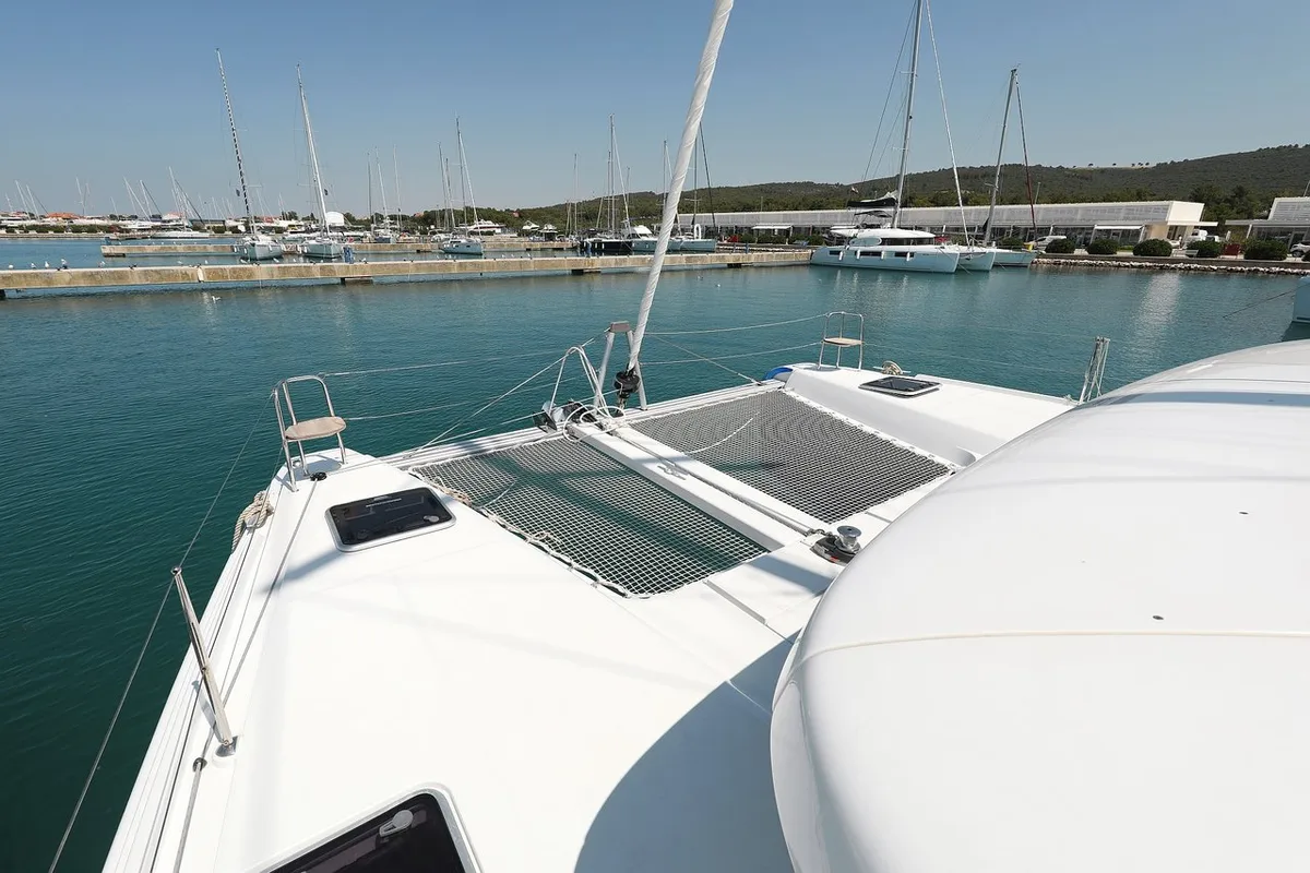 Deck of Lagoon 42, a catamaran at Sukošan, Croatia