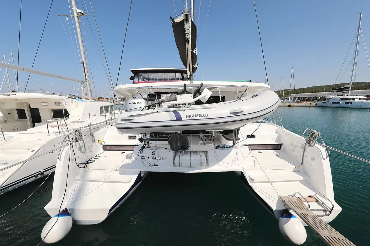 Exterior view of Lagoon 42, a catamaran at Sukošan, Croatia