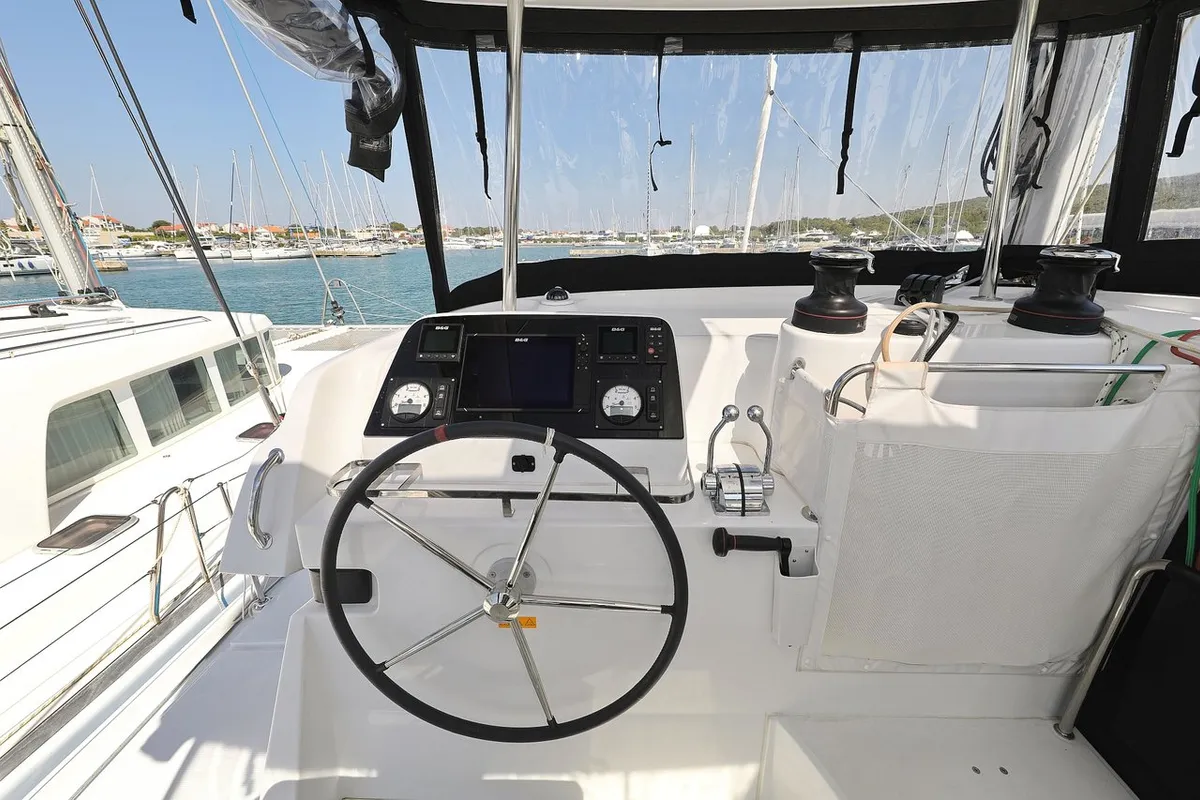 Cockpit of Lagoon 42, a catamaran at Sukošan, Croatia