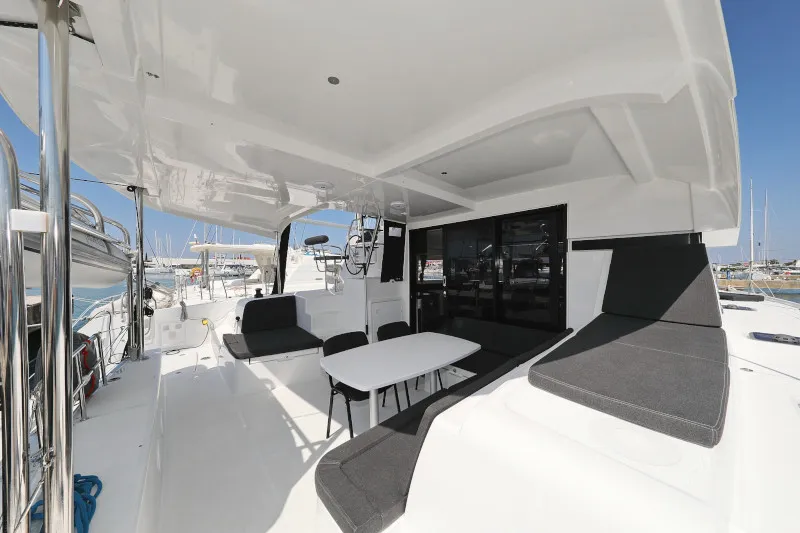 Deck of Lagoon 42, a catamaran at Sukošan, Croatia