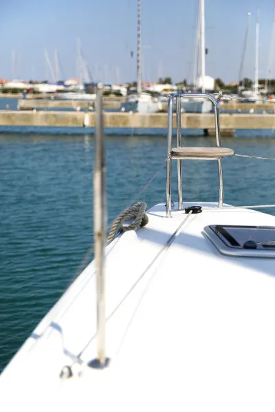 Deck of Lagoon 42, a catamaran at Sukošan, Croatia