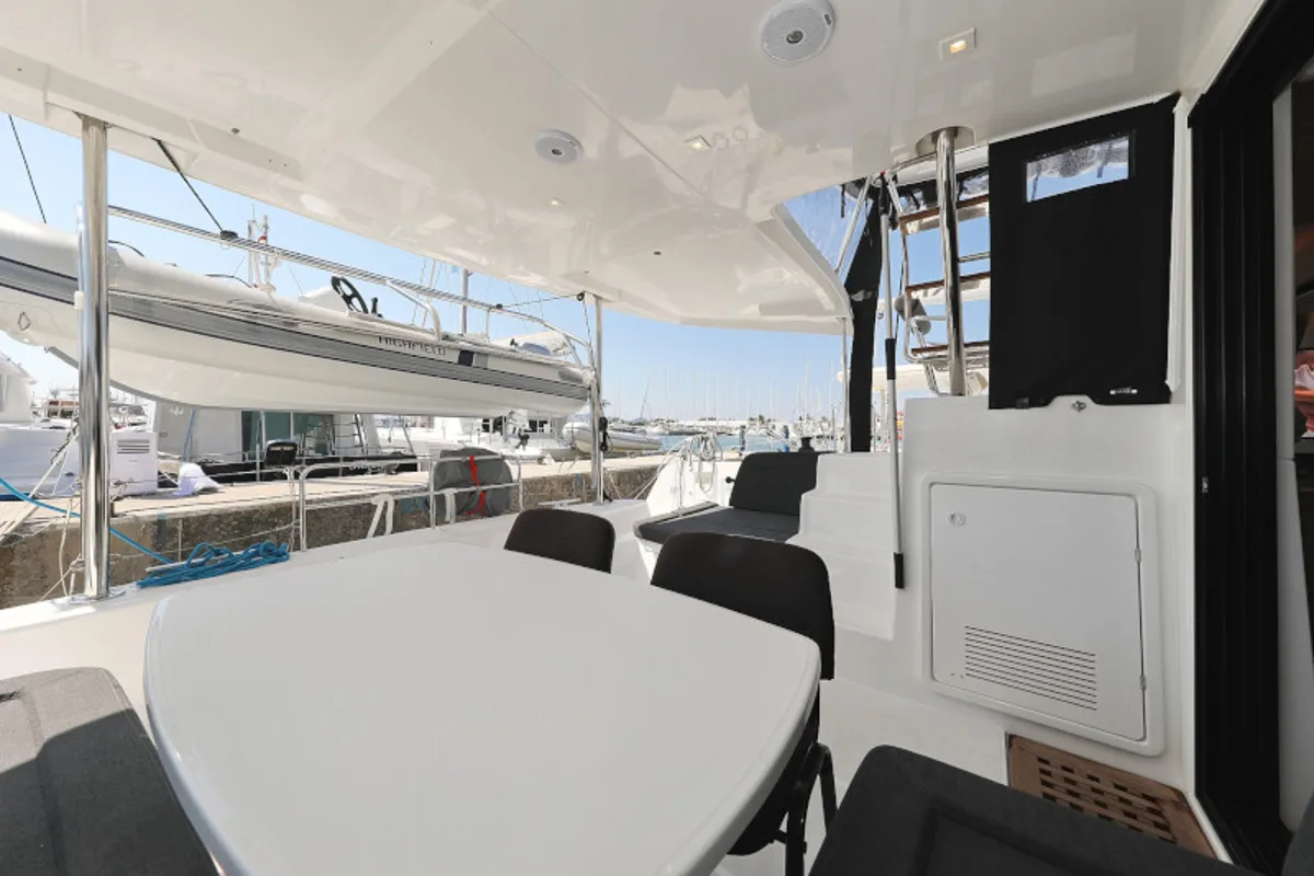 Deck of Lagoon 42, a catamaran at Sukošan, Croatia