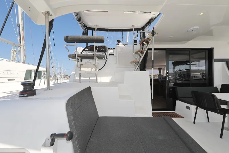 Deck of Lagoon 42, a catamaran at Sukošan, Croatia