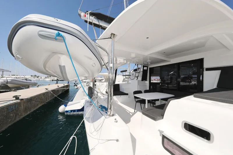 Deck of Lagoon 42, a catamaran at Sukošan, Croatia