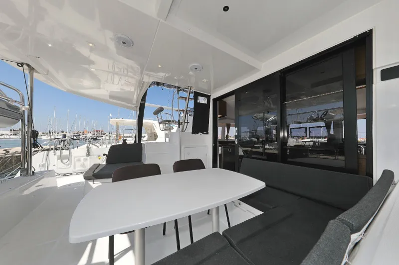 Deck of Lagoon 42, a catamaran at Sukošan, Croatia