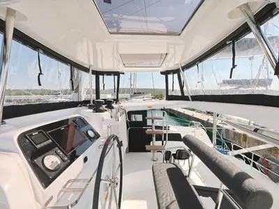 Cockpit of Lagoon 42, a catamaran at Sukošan, Croatia