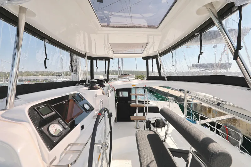 Cockpit of Lagoon 42, a catamaran at Sukošan, Croatia