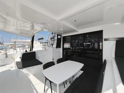 Deck of Lagoon 42, a catamaran at Sukošan, Croatia