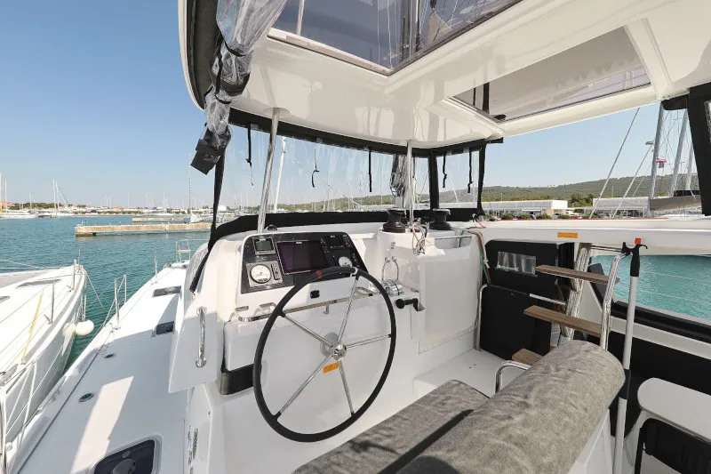 Cockpit of Lagoon 42, a catamaran at Sukošan, Croatia