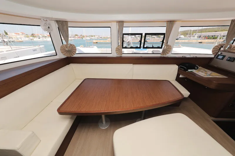 Salon of Lagoon 42, a catamaran at Sukošan, Croatia