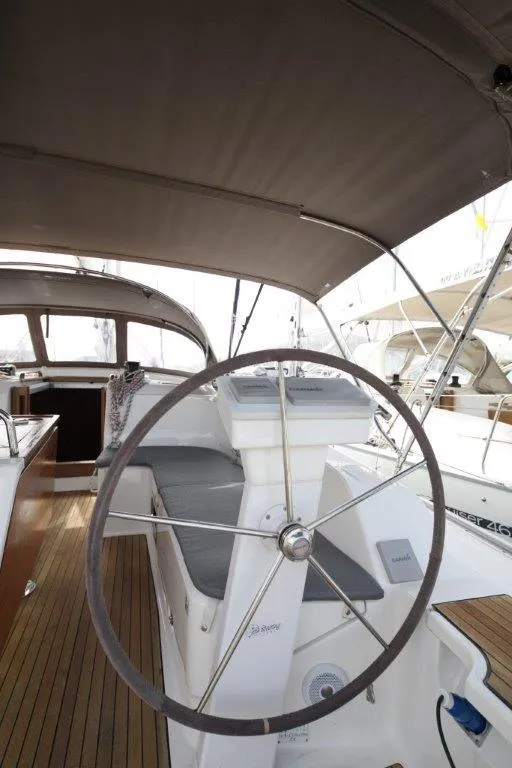 Cockpit of Tequila, a Bavaria Cruiser 46 sailboat at Split, Croatia