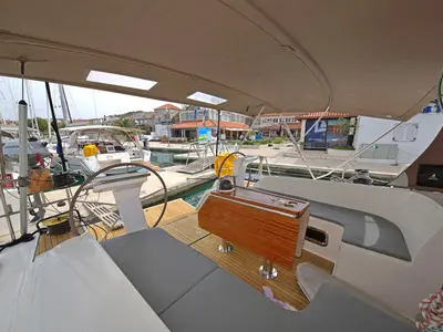 Deck of Tequila, a Bavaria Cruiser 46 sailboat at Split, Croatia