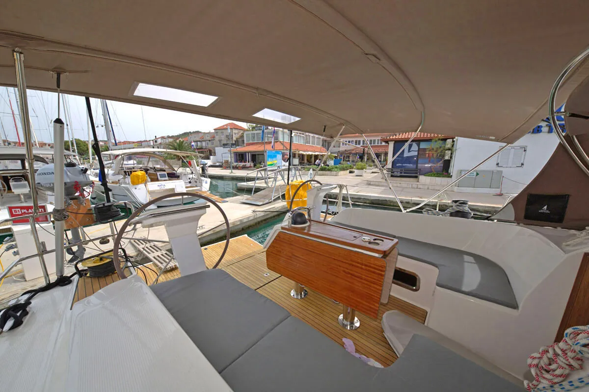Deck of Tequila, a Bavaria Cruiser 46 sailboat at Split, Croatia
