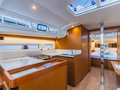 Galley of Rhythm & Blues, a Jeanneau Sun Odyssey 440 sailboat at Road Town, British Virgin Islands
