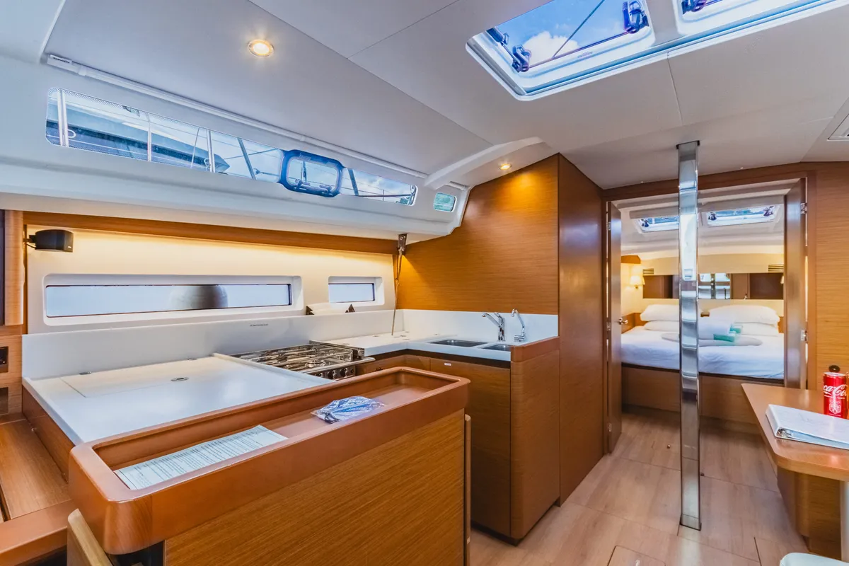 Galley of Rhythm & Blues, a Jeanneau Sun Odyssey 440 sailboat at Road Town, British Virgin Islands