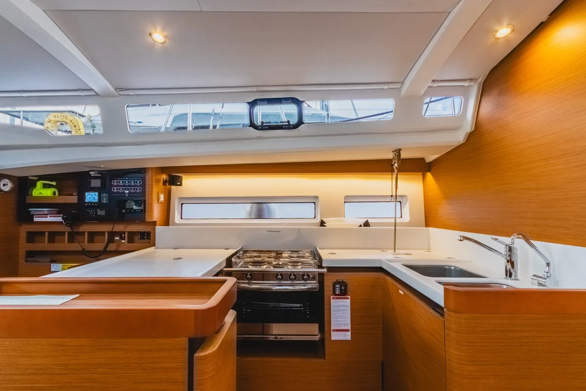 Galley of Rhythm & Blues, a Jeanneau Sun Odyssey 440 sailboat at Road Town, British Virgin Islands
