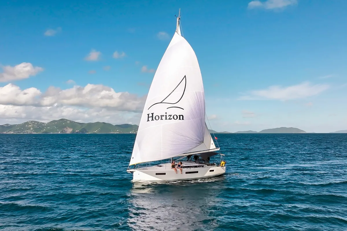 Exterior view of Rhythm & Blues, a Jeanneau Sun Odyssey 440 sailboat at Road Town, British Virgin Islands