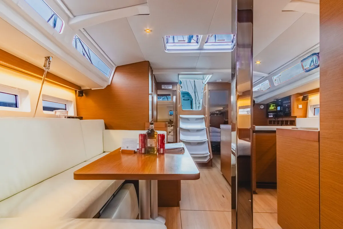Salon of Rhythm & Blues, a Jeanneau Sun Odyssey 440 sailboat at Road Town, British Virgin Islands