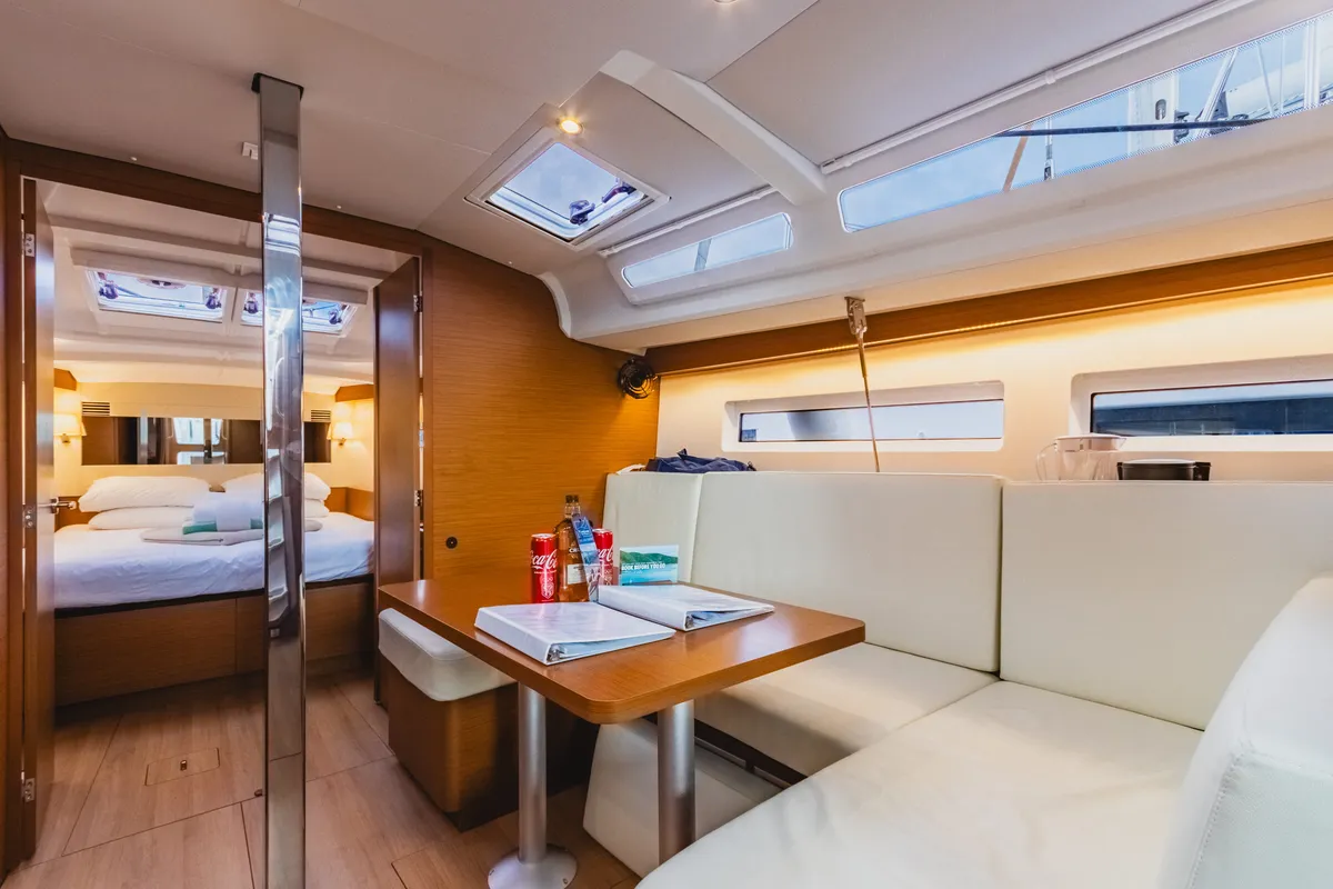 Salon of Rhythm & Blues, a Jeanneau Sun Odyssey 440 sailboat at Road Town, British Virgin Islands