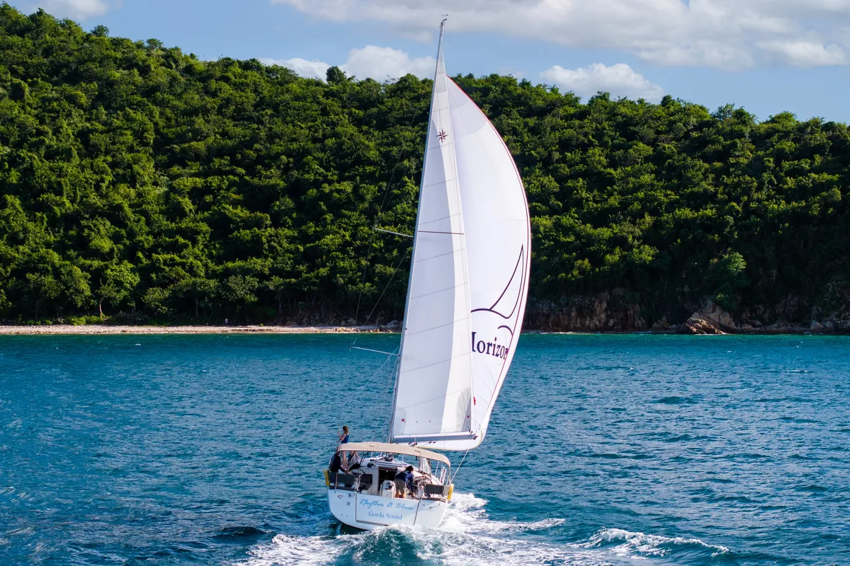 Exterior view of Rhythm & Blues, a Jeanneau Sun Odyssey 440 sailboat at Road Town, British Virgin Islands