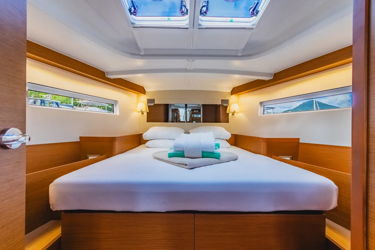 Cabin on Rhythm & Blues, a Jeanneau Sun Odyssey 440 sailboat at Road Town, British Virgin Islands