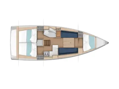 Floor plan of Naia - Comfort line, a Jeanneau Sun Odyssey 350 sailboat at Salerno, Italy