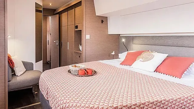 Exterior view of Odysseus, a Fountaine Pajot Aura 51 catamaran at Seget Donji, Croatia