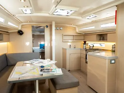 Salon of Champagne, a Beneteau Oceanis 40.1 sailboat at Marmaris, Turkey