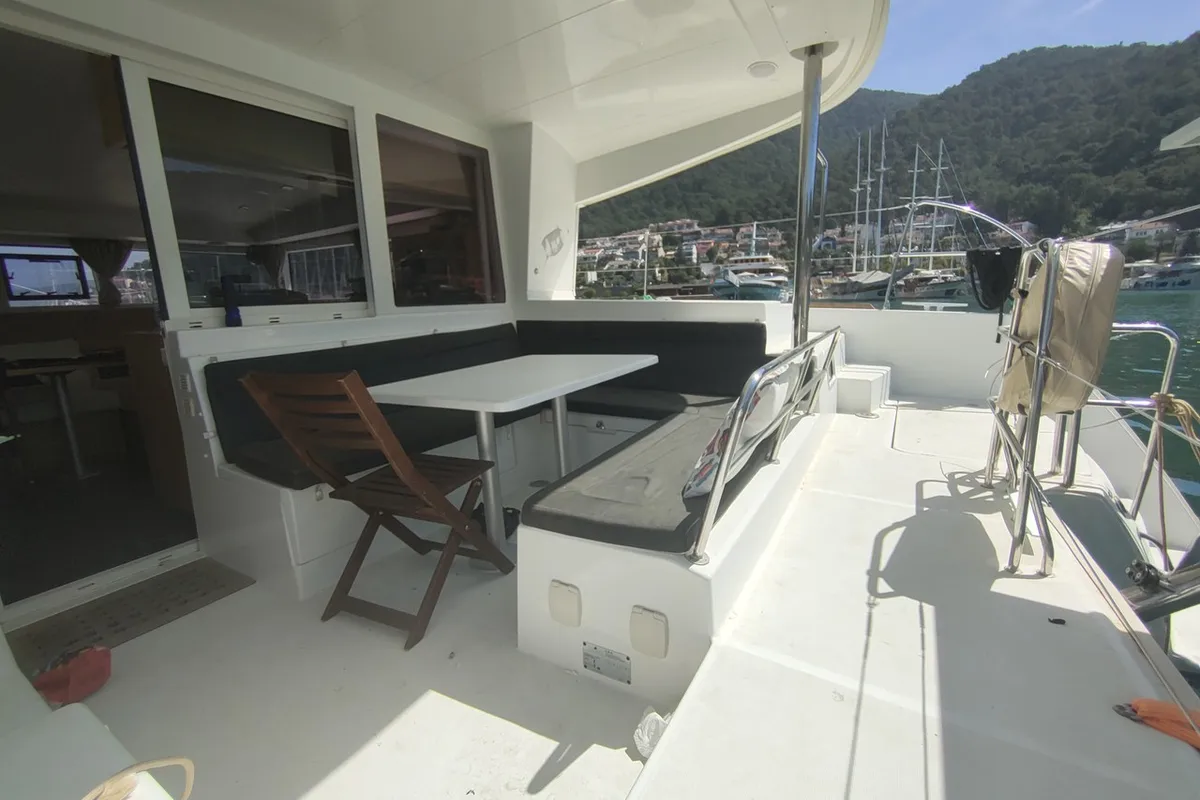 Galley of Santi, a Lagoon 400 catamaran at Fethiye, Turkey