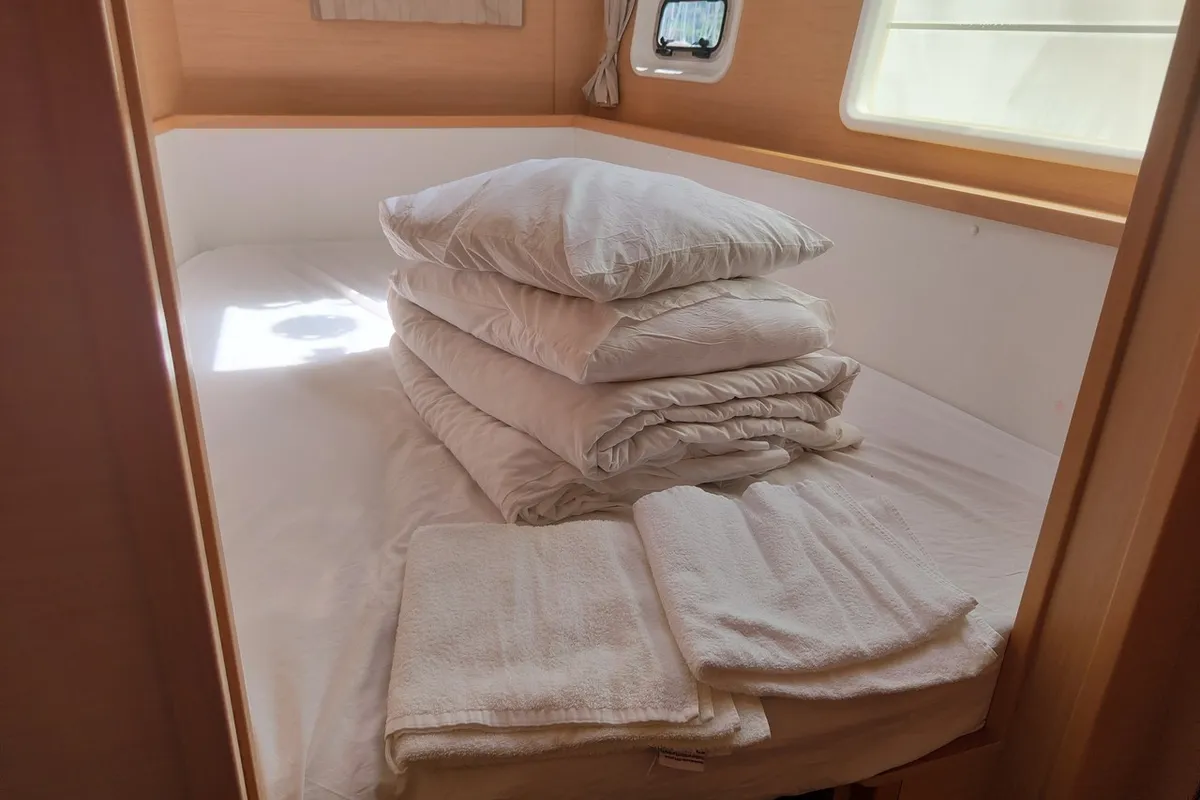 Salon of Santi, a Lagoon 400 catamaran at Fethiye, Turkey