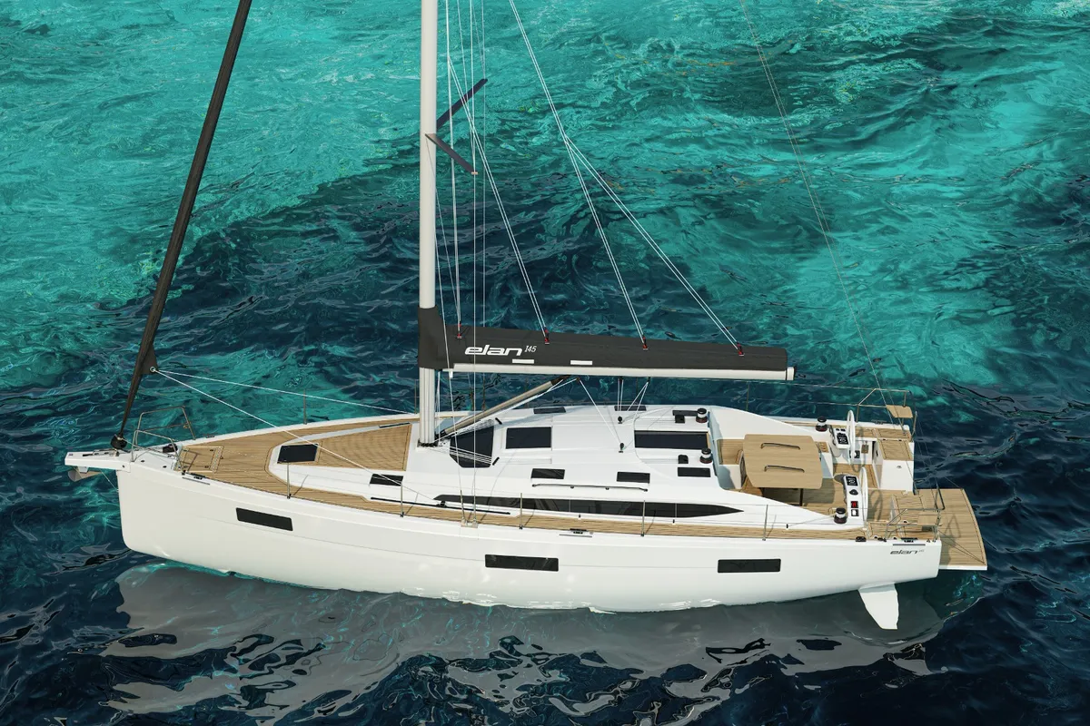 Exterior view of First, a Elan Impression 45 sailboat at Split, Croatia