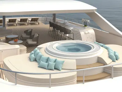 Deck of Oriy, a Ante Ercegović M/Y ORIY motor yacht at Split, Croatia