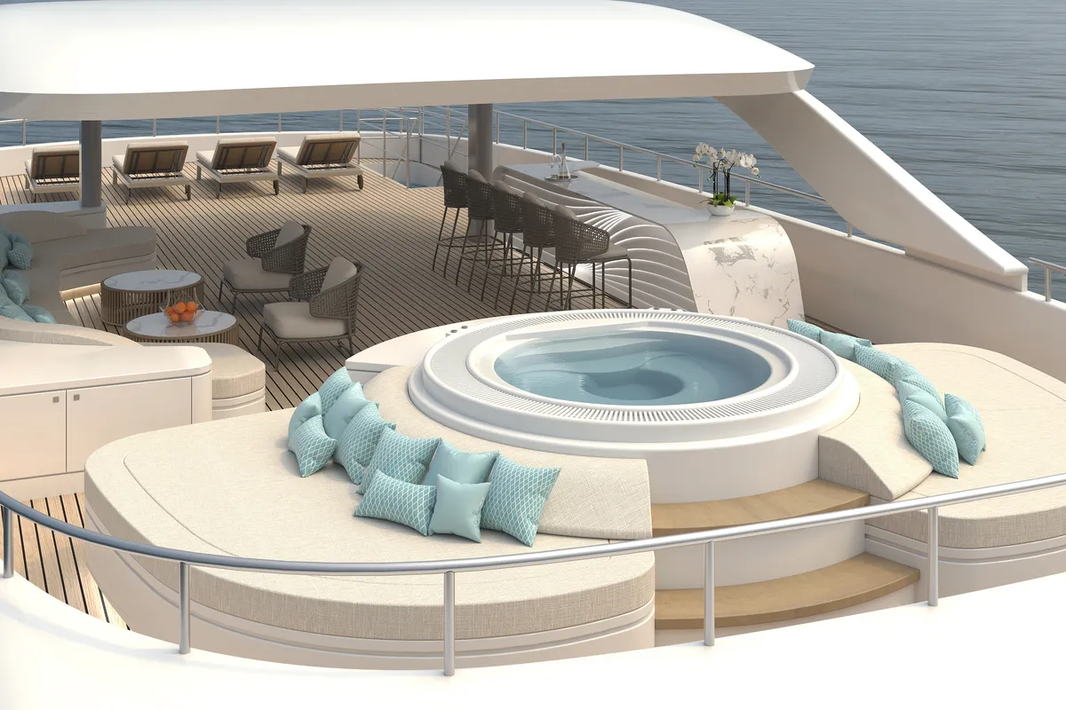 Deck of Oriy, a Ante Ercegović M/Y ORIY motor yacht at Split, Croatia