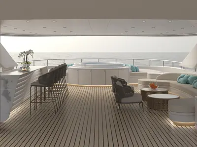 Deck of Oriy, a Ante Ercegović M/Y ORIY motor yacht at Split, Croatia