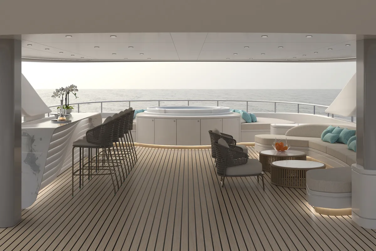 Deck of Oriy, a Ante Ercegović M/Y ORIY motor yacht at Split, Croatia