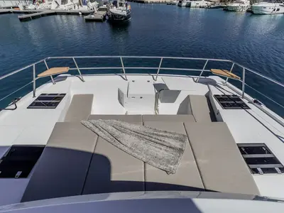 Deck of Leila, a Bali Catspace MY catamaran at Primošten, Croatia