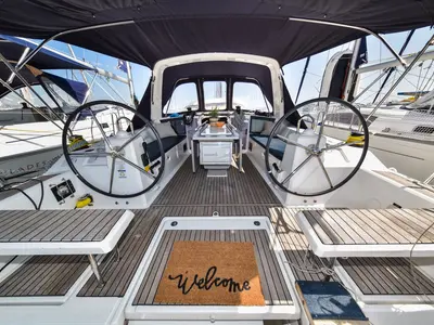 Cockpit of 4Play, a Beneteau Oceanis 41.1 sailboat at Sukošan, Croatia