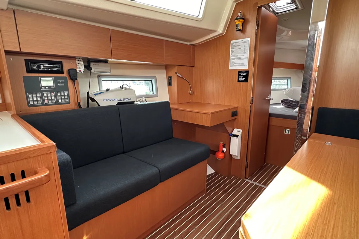 Deck of Sienna, a Bavaria C38 sailboat at Athens, Greece