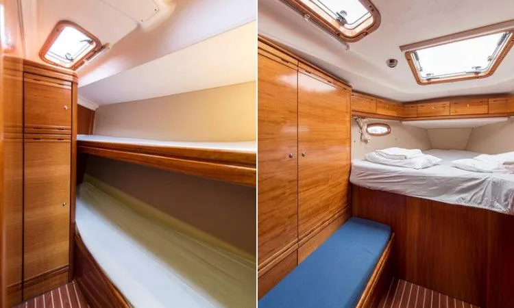 Cabin on Giola, a Bavaria 50 Cruiser sailboat at Thassos, Greece