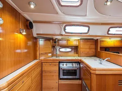 Galley of Giola, a Bavaria 50 Cruiser sailboat at Thassos, Greece
