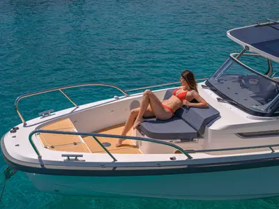 Deck of Tanja, a Motorboat motorboat at Trogir, Croatia