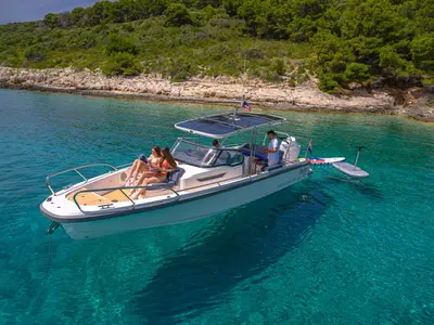 Deck of Tanja, a Motorboat motorboat at Trogir, Croatia