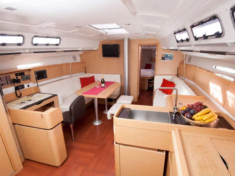 Salon of BYBLIS, a Beneteau First 45 sailboat at Grad Kaštela, Croatia